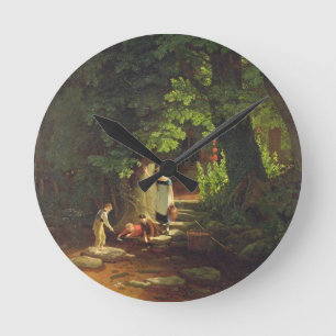 Children by a Brook, c.1822 (oil on panel) Round Clock