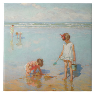 Children by the Sea (Summer Beach Scene) Tile