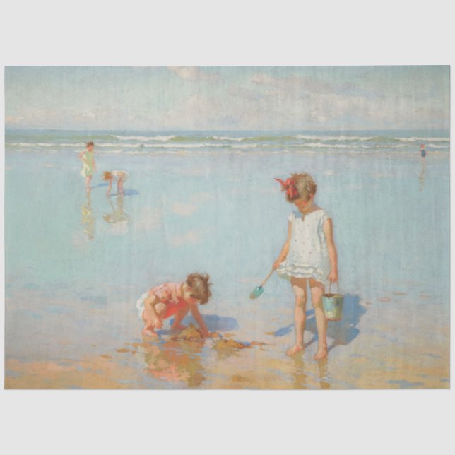 Children by the Sea (Summer Beach Scene) Tissue Paper (Front)