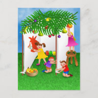 Children Celebrating the Jewish Feast of Sukkot
