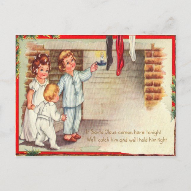Children Checking Stockings Postcard (Front)