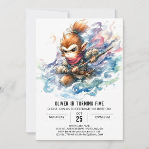 Children Chic Monkey Birthday Invitation