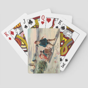 Children Christmas Tree Sled Sleigh Playing Cards