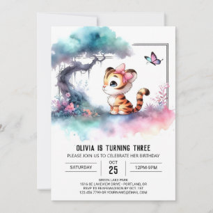 Children Digital Tiger Birthday Invitation