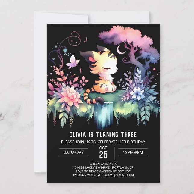 Children Digital Tiger Birthday  Invitation (Front)
