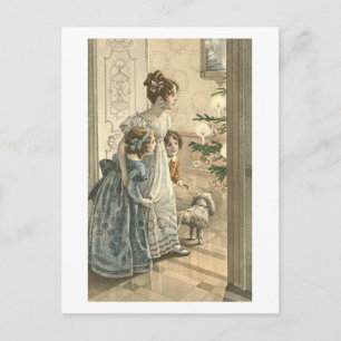 Children, Dog Looking At Tree Postcard