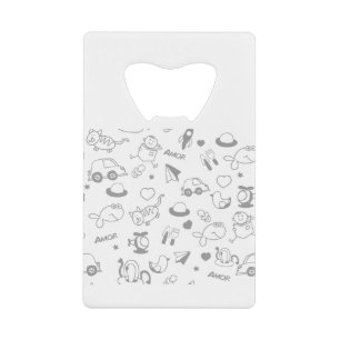 Children Drawings Baby Fish Cat Pattern Car Book Credit Card Bottle Opener
