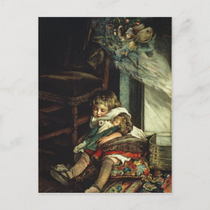 Children dreaming of toys postcard