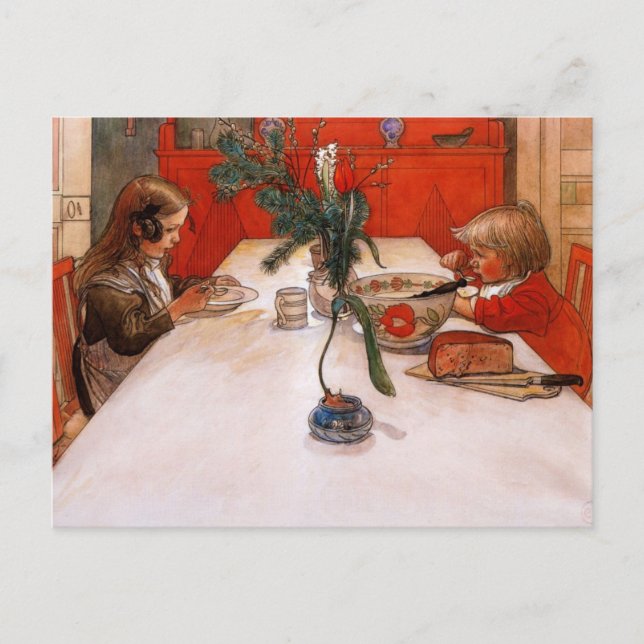 Children Eating Supper Postcard (Front)