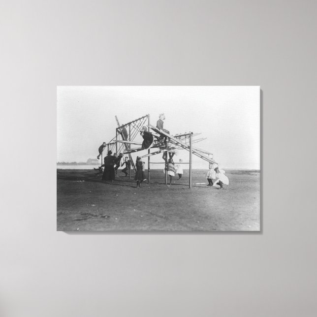 Children Enjoying Playground Swingset Canvas Print (Front)