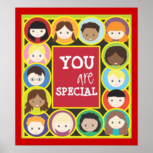 Children Faces Teacher's Classroom Poster (Front)