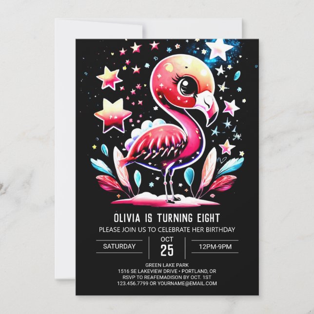 Children Flamingo Bohemian Birthday Invitation (Front)