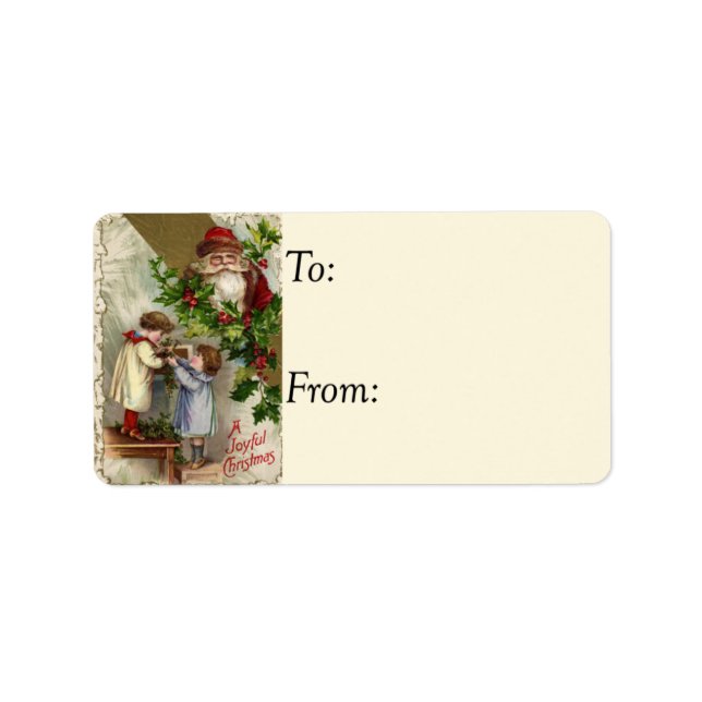 Children Hanging Holly Vintage Gift Tag (Front)