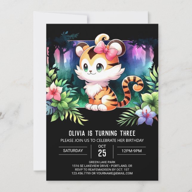 Children Happy Tiger Birthday Invitation (Front)