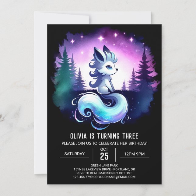 Children Happy Wolf Birthday Invitation (Front)