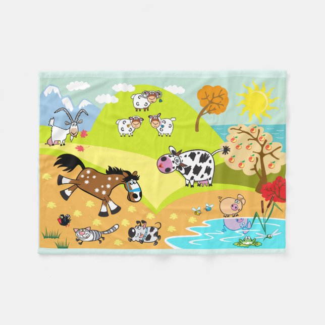 children illustration fleece blanket (Front (Horizontal))