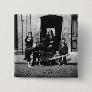 Children in a London slum 2 Inch Square Button