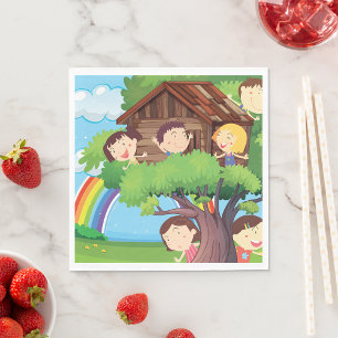 Children In A Treehouse Napkin