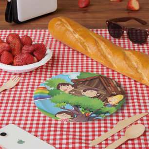 Children In A Treehouse Paper Plate