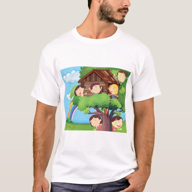 Children In A Treehouse T-Shirt (Front)