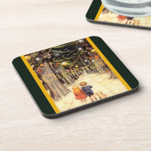 Children in Christmas Lane Coaster