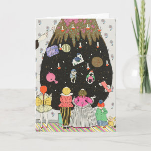Children In Costumes Decorating Christmas Tree Holiday Card