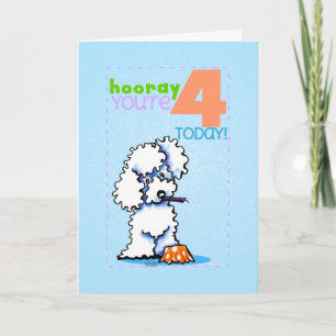 Children Kids Happy Birthday Age 4 Poodle Card