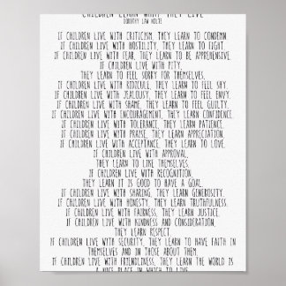 Children Learn What They Live  #minimalism  Poster