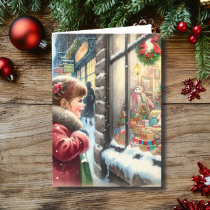 Children Looking into a Christmas Window Holiday Card