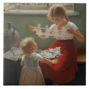 Children Making Silhouettes (Cute Kids Playing) Tile