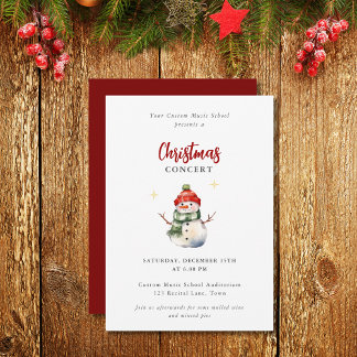 Children Music Concert Christmas Cute Snowman Invitation