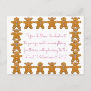 Children Obedient to Parents Scripture~Gingerbread Postcard