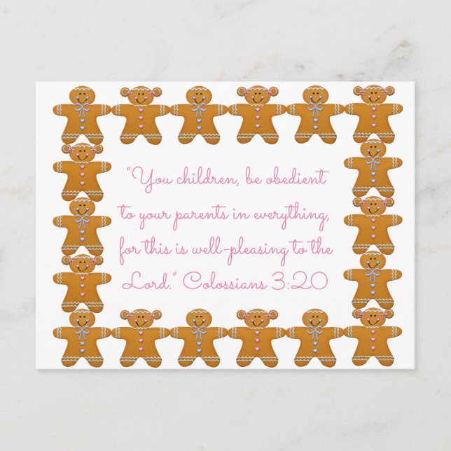 Children Obedient to Parents Scripture~Gingerbread Postcard (Front)