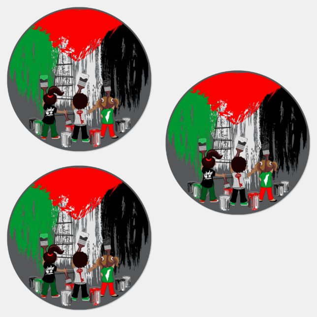 Children of Gaza Painting Palestine Flag  (Group)