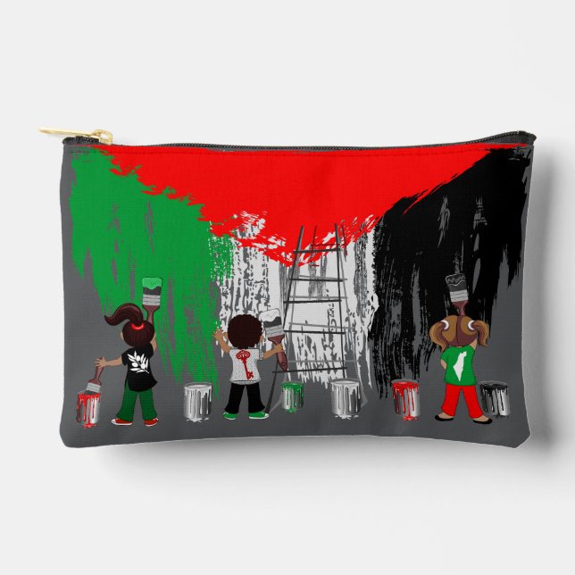 Children of Gaza Painting Palestine Flag  Accessory Pouch (Front)