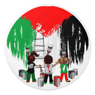 Children of Gaza Painting Palestine Flag Ceramic Knob
