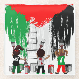 Children of Gaza Painting Palestine Flag  Glass Coaster
