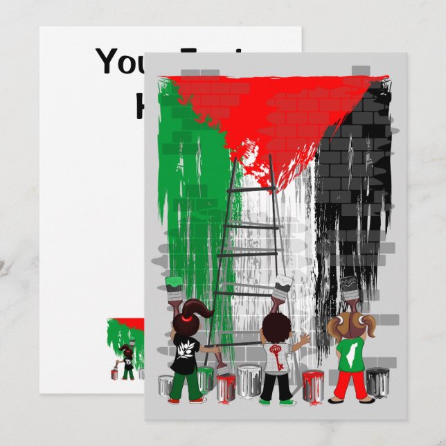 Children of Gaza Painting Palestine Flag  Invitation (Front/Back)