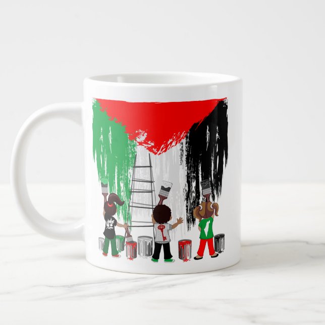 Children of Gaza Painting Palestine Flag  Large Coffee Mug (Left)