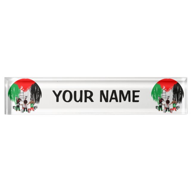 Children of Gaza Painting Palestine Flag  Nameplate (Front)