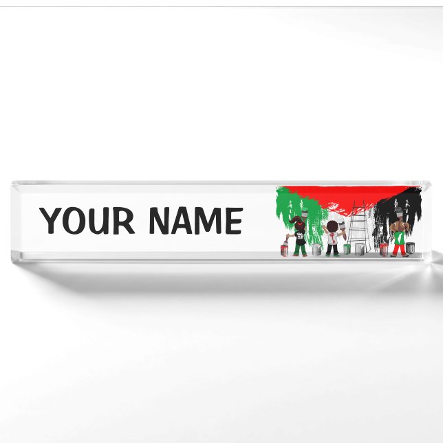 Children of Gaza Painting Palestine Flag  Nameplate (Front)