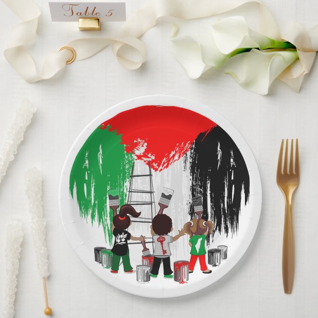 Children of Gaza Painting Palestine Flag  Paper Plate (Wedding)