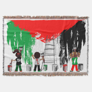 Children of Gaza Painting Palestine Flag Throw Blanket