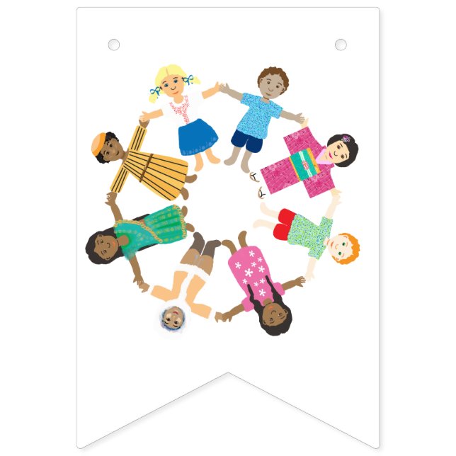 Children of the world holding hands bunting flags (Second Flag)
