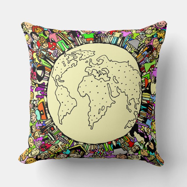 Children of the World Throw Pillow (Front)