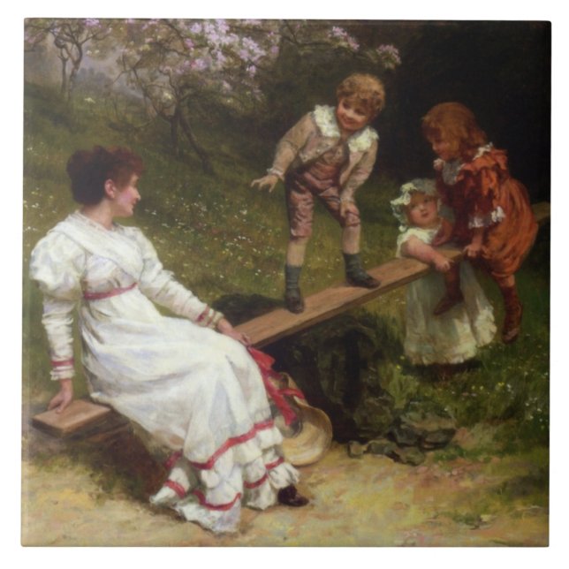 Children on a Seesaw (by Frederick Morgan) Tile (Front)