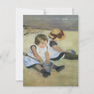 Children on the Beach by Cassatt, Vintage Birthday Invitation