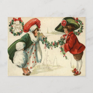 Children Out In The Snow Postcard