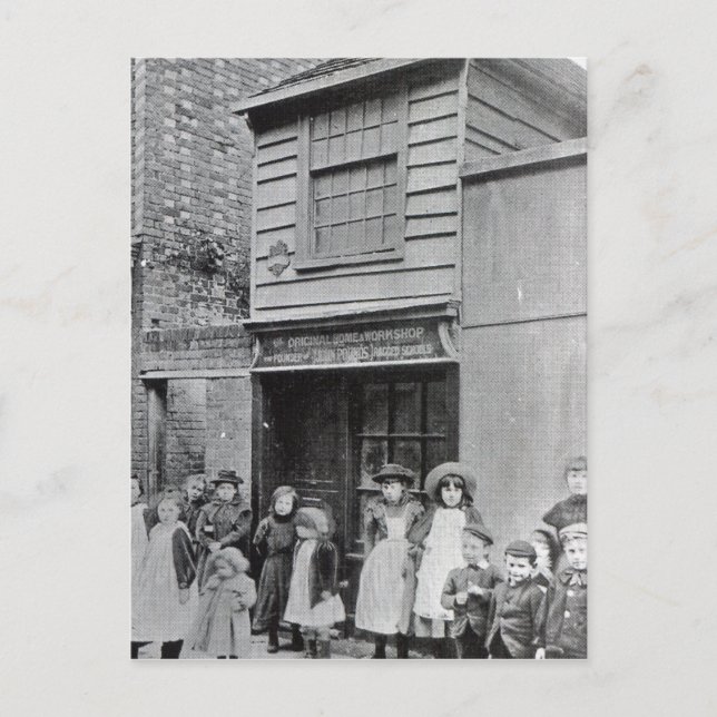 Children outside John Pounds's workshop Postcard (Front)