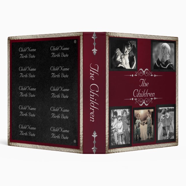Children Photo Album - Burgundy/Silver Binder (Background)